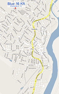 A Blue 16 Kft. telephelyének kis méretű térképe